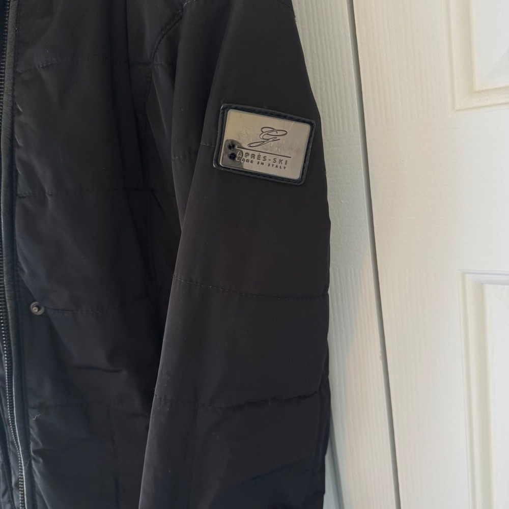 Gorski Apres-Ski Black Quilted Puffer Jacket Leopard Lining Made in Italy Hooded - Picture 5 of 6